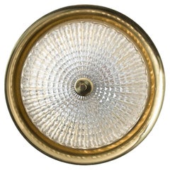 1 of the 2 Gold Brass Clear Glass Flush Mount, Fagerlund, 1960s