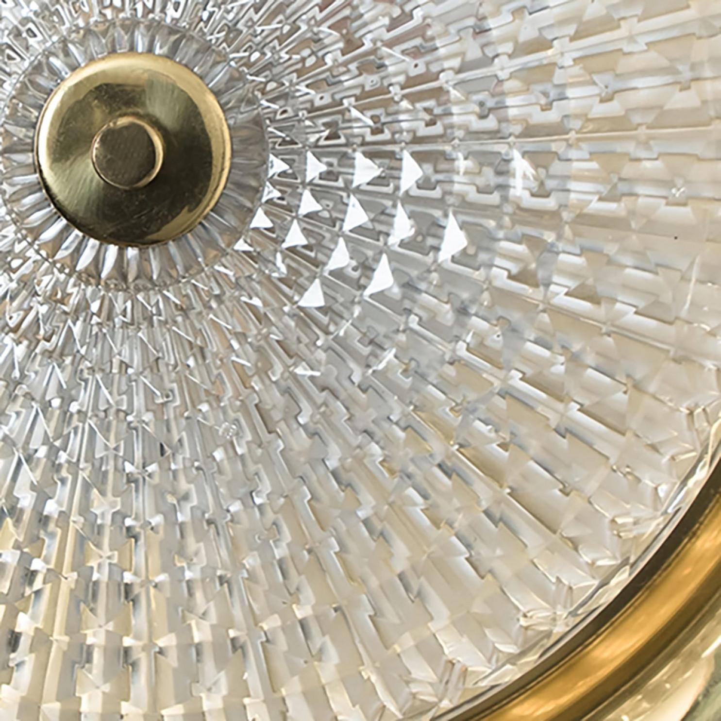 1 de las 2 lámparas empotradas o de pared de latón dorado y cristal transparente, Fagerlund, años 60 en venta 9