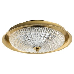 1 of the 2 Gold Brass Clear Glass Flush Mount or Wall light, Fagerlund, 1960s