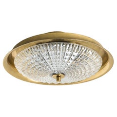 1 of the 2 Gold Brass Clear Glass Flush Mount or Wall light, Fagerlund, 1960s
