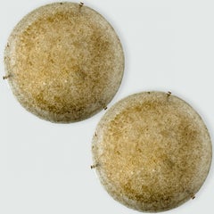 1 of the 2 Gold Brown and Textured Glass Flush Mount by Hillebrand - 1960s