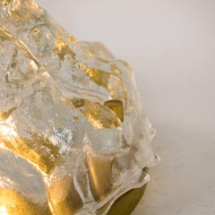 1 of the 2 Golden Ice Glass Shell Wall Sconces, 1960s