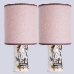 1 of the 2 Gorgeous Table Lamps by Jeppe Hagedorn, Pink Shade, Denmark 1960s