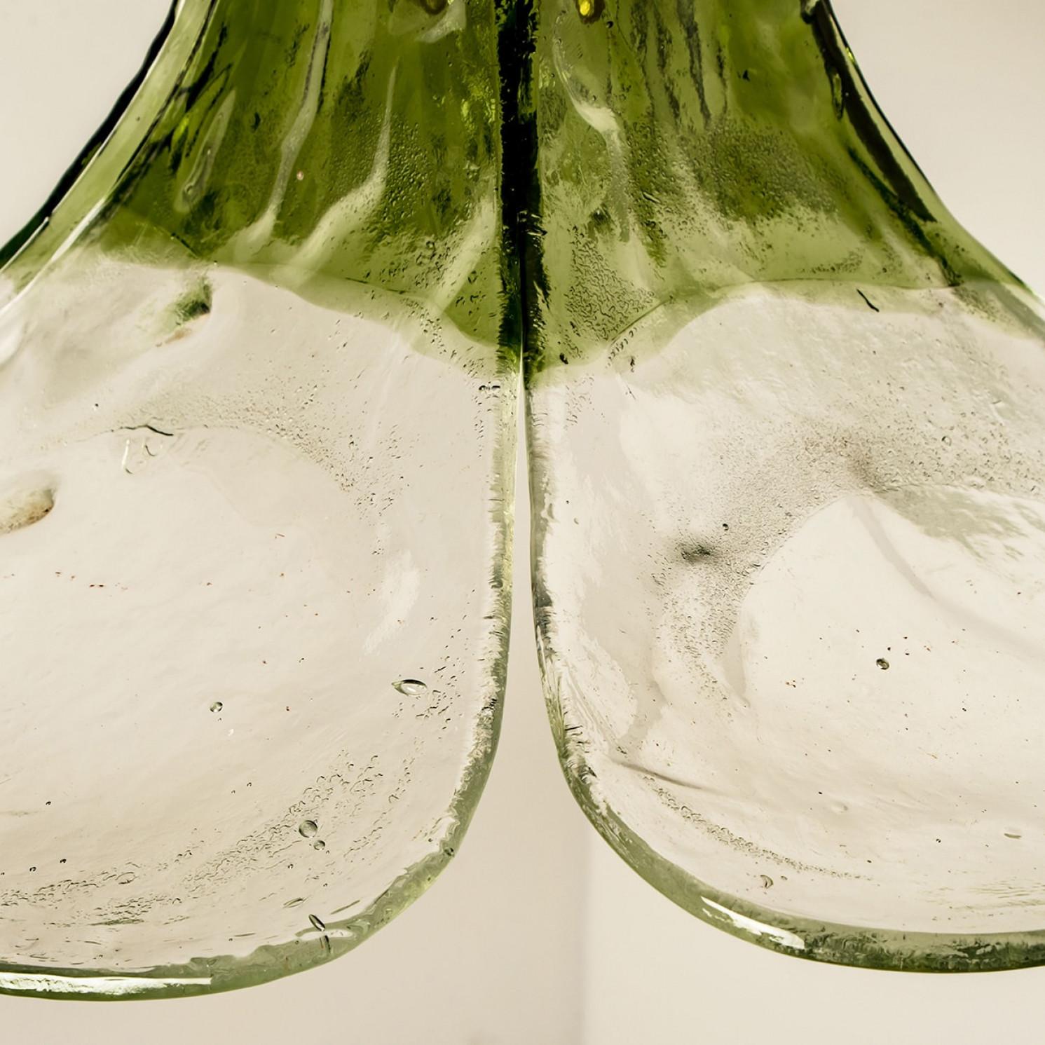 Mid-Century Modern 1 of the 2 Green and Clear Glass Pendant Lamp by Carlo Nason for Mazzega, 1960 For Sale