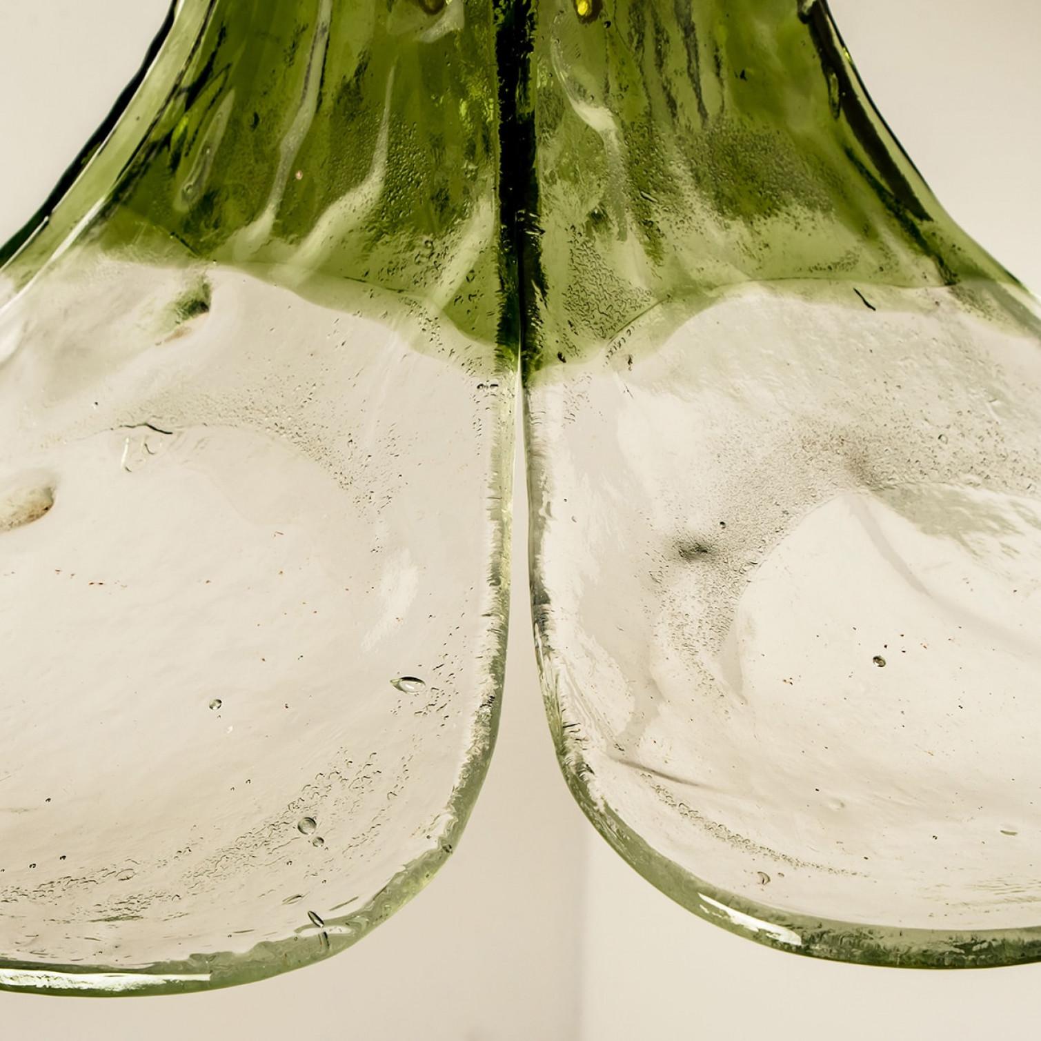 Mid-Century Modern 1 of the 2 Green and Clear Glass Pendant Lamp by Carlo Nason for Mazzega, 1960 For Sale