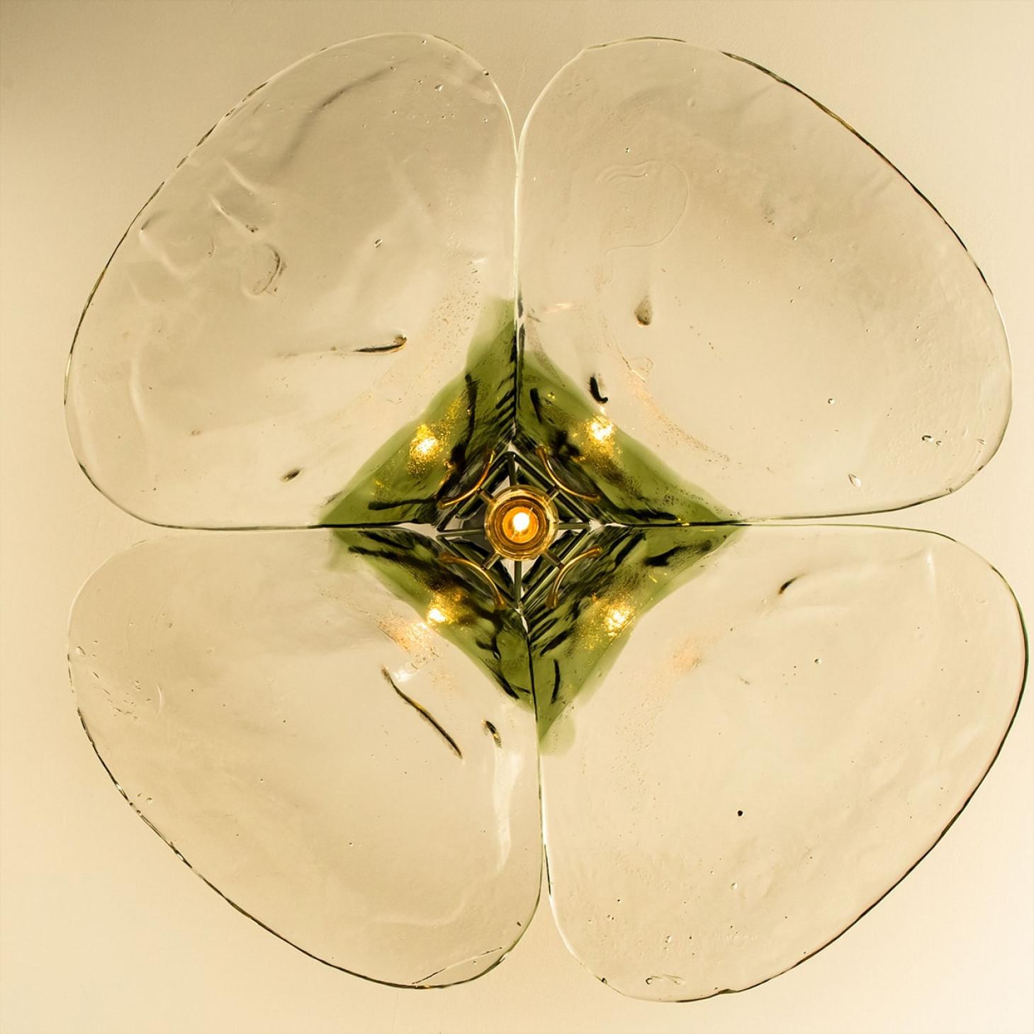 Other 1 of the 2 Green and Clear Glass Pendant Lamp by Carlo Nason for Mazzega, 1960 For Sale