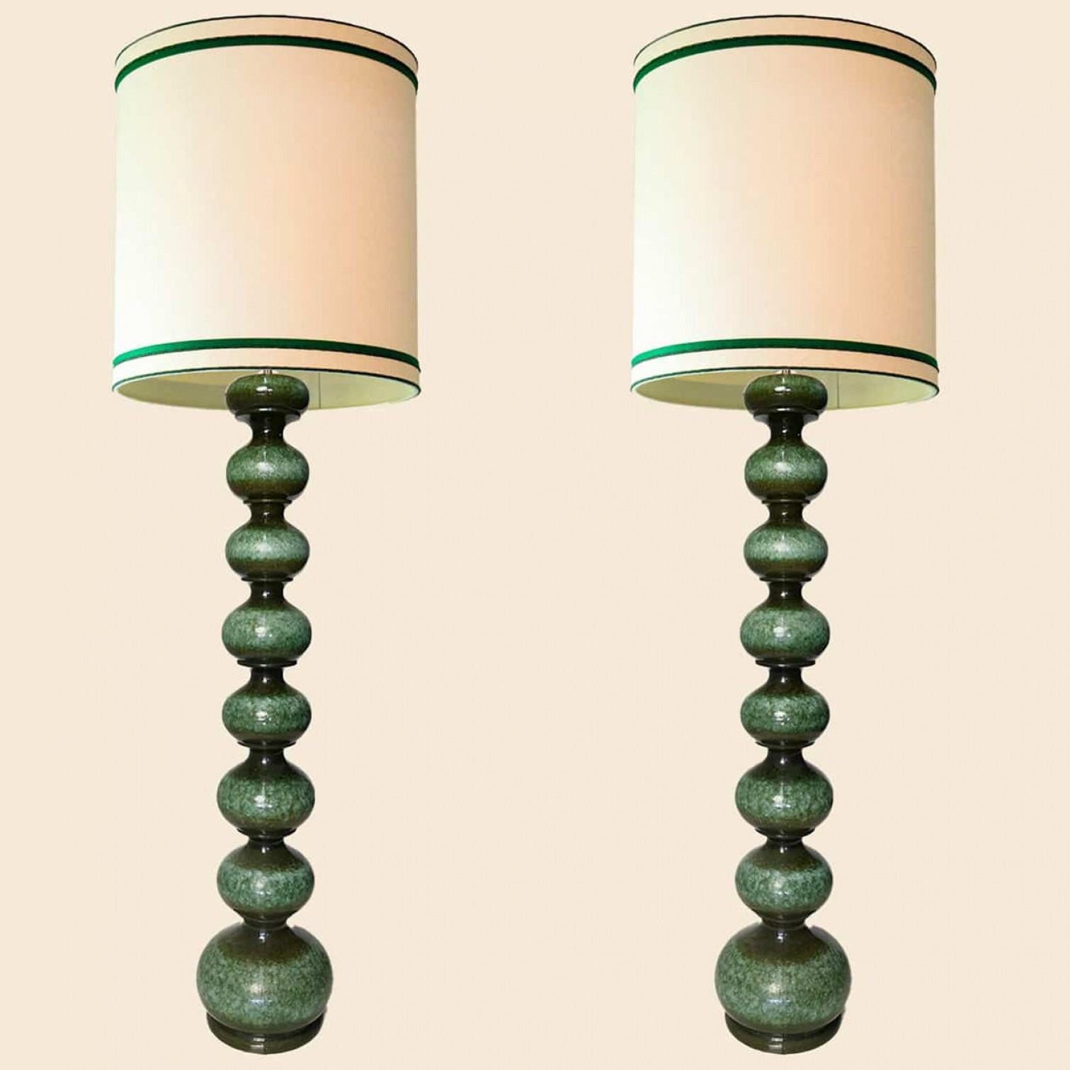 1 of the 2 green Ceramic Floorlamps with New Lampshade, Kaiser im Angebot 1