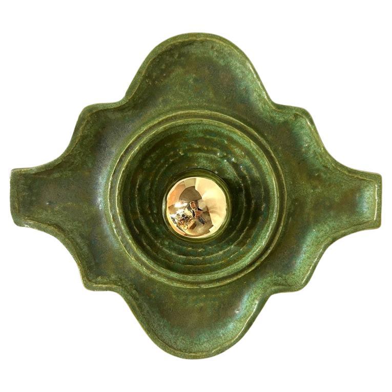1 of the 4 Green Ceramic Wall Lights Keramik, Germany, 1960s For Sale