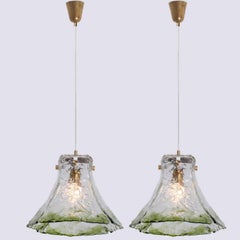 1 of the 2 Green Flower Pendant Lights In The Style Of Carlo Nason, 1960