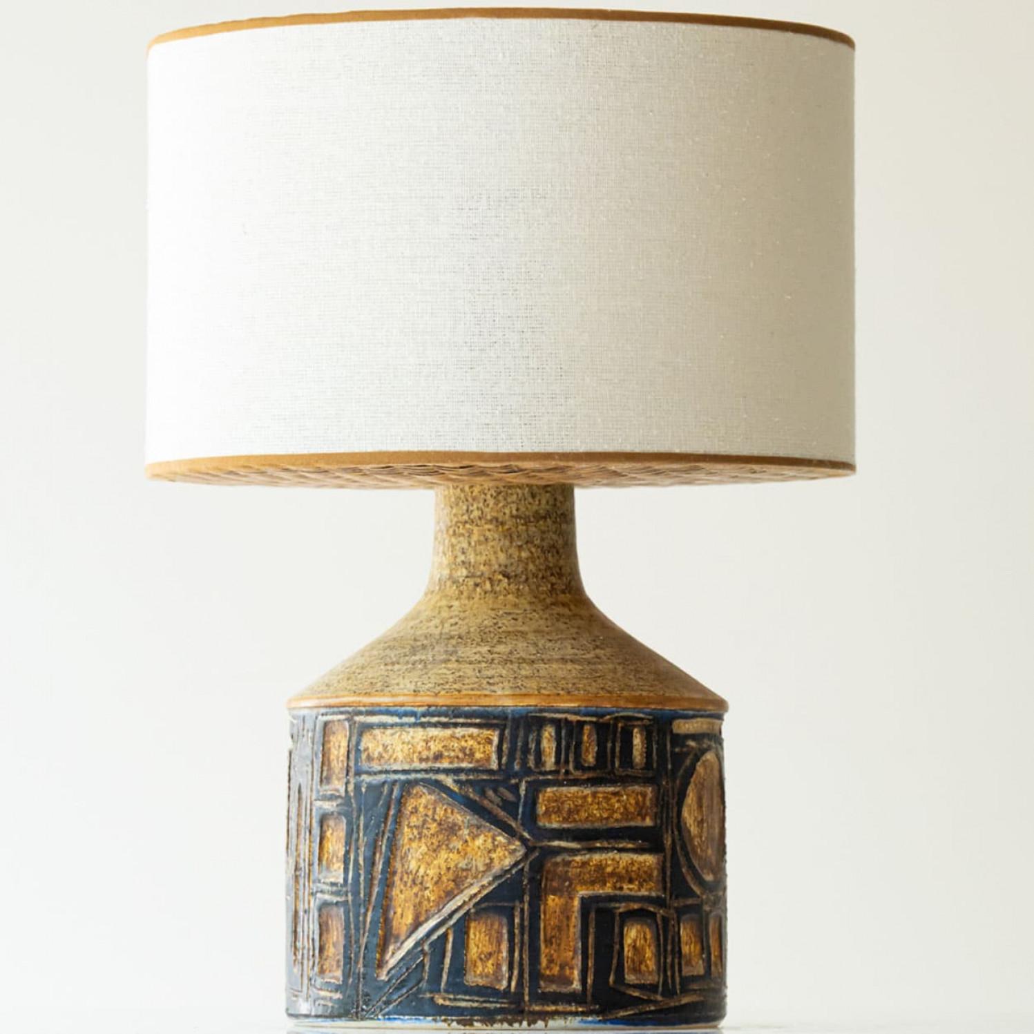 1 of the 2 Grey and Brown Ceramic Table Lamp for Soholm, Denmark 1960s For Sale 3