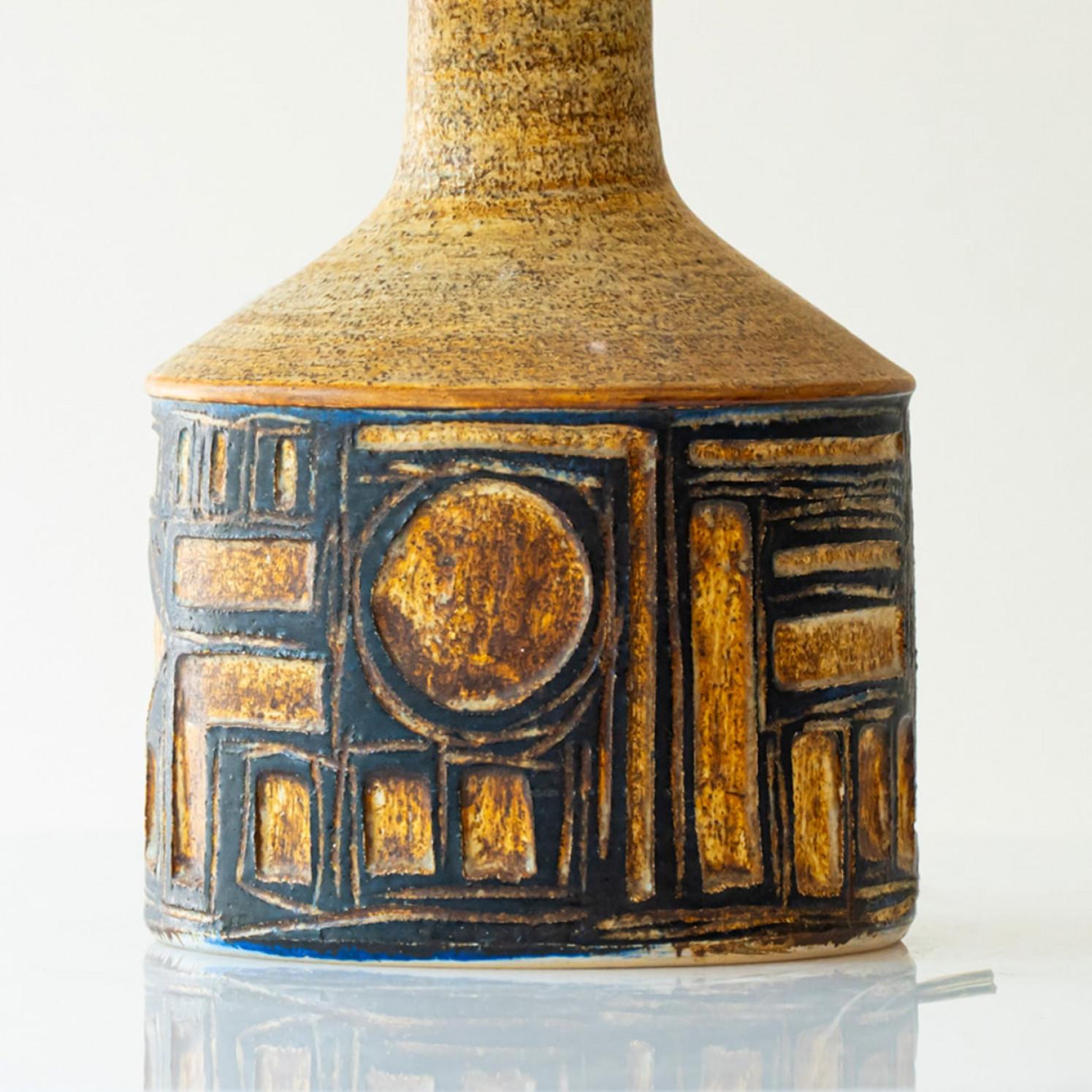 Metà XX secolo 1 of the 2 Grey and Brown Ceramic Table Lamp for Soholm, Denmark 1960s in vendita