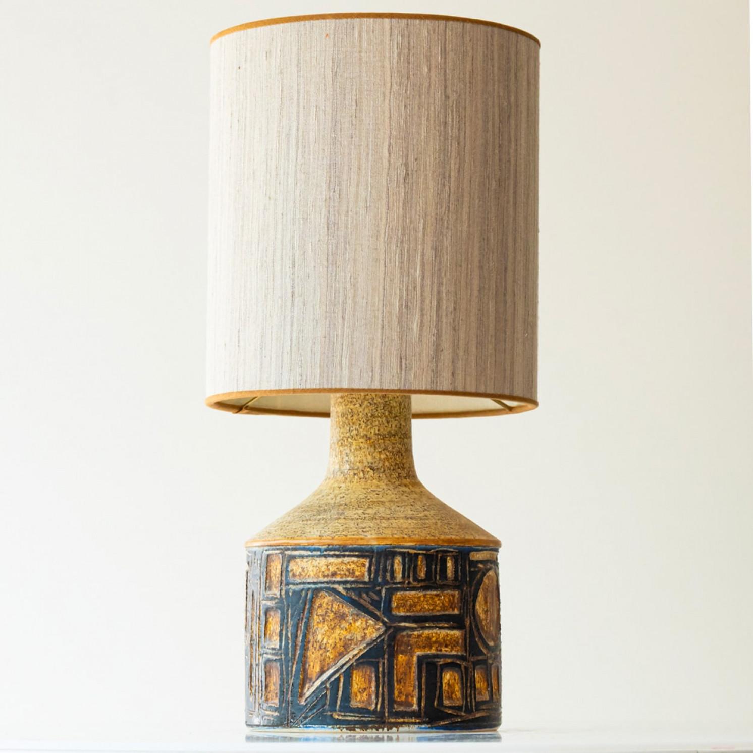 Ceramica 1 of the 2 Grey and Brown Ceramic Table Lamp for Soholm, Denmark 1960s in vendita
