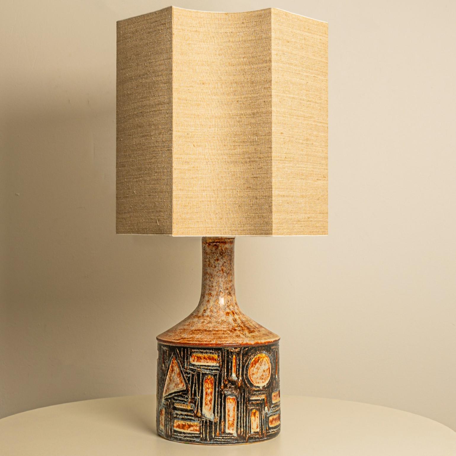 Céramique 1 des 2 lampes de table en céramique grise et brune, Soholm Danemark années 1960 en vente