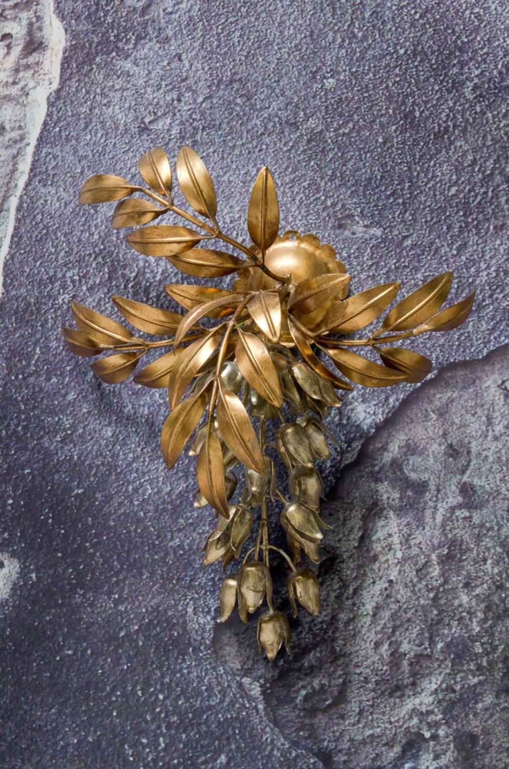 1 of the 2 Hans Kögl Gilt Metal Palm Tree Wall Sconces 1960s in Maison Jansen St For Sale 5