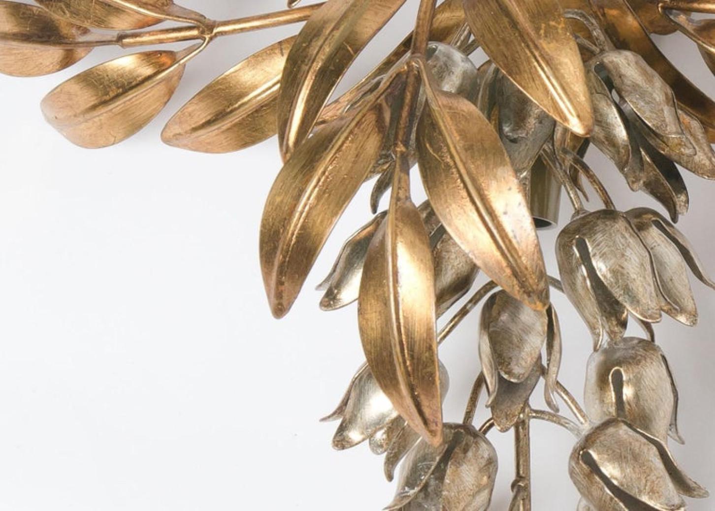 Mid-Century Modern 1 of the 2 Hans Kögl Gilt Metal Palm Tree Wall Sconces 1960s in Maison Jansen St For Sale