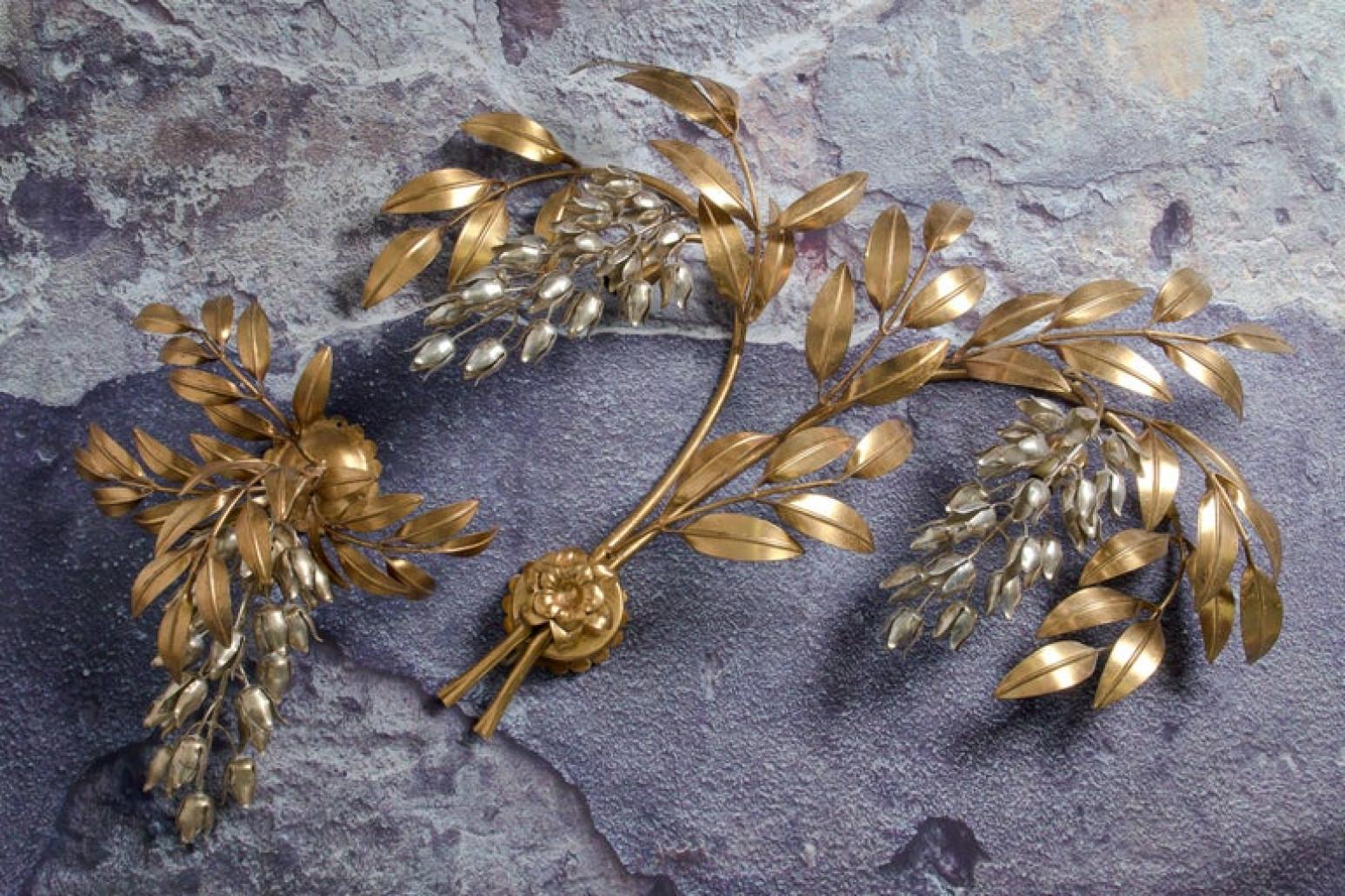 1 de los 2 apliques de metal dorado Hans Kögl de la década de 1960 en Maison Jansen St. en venta 1