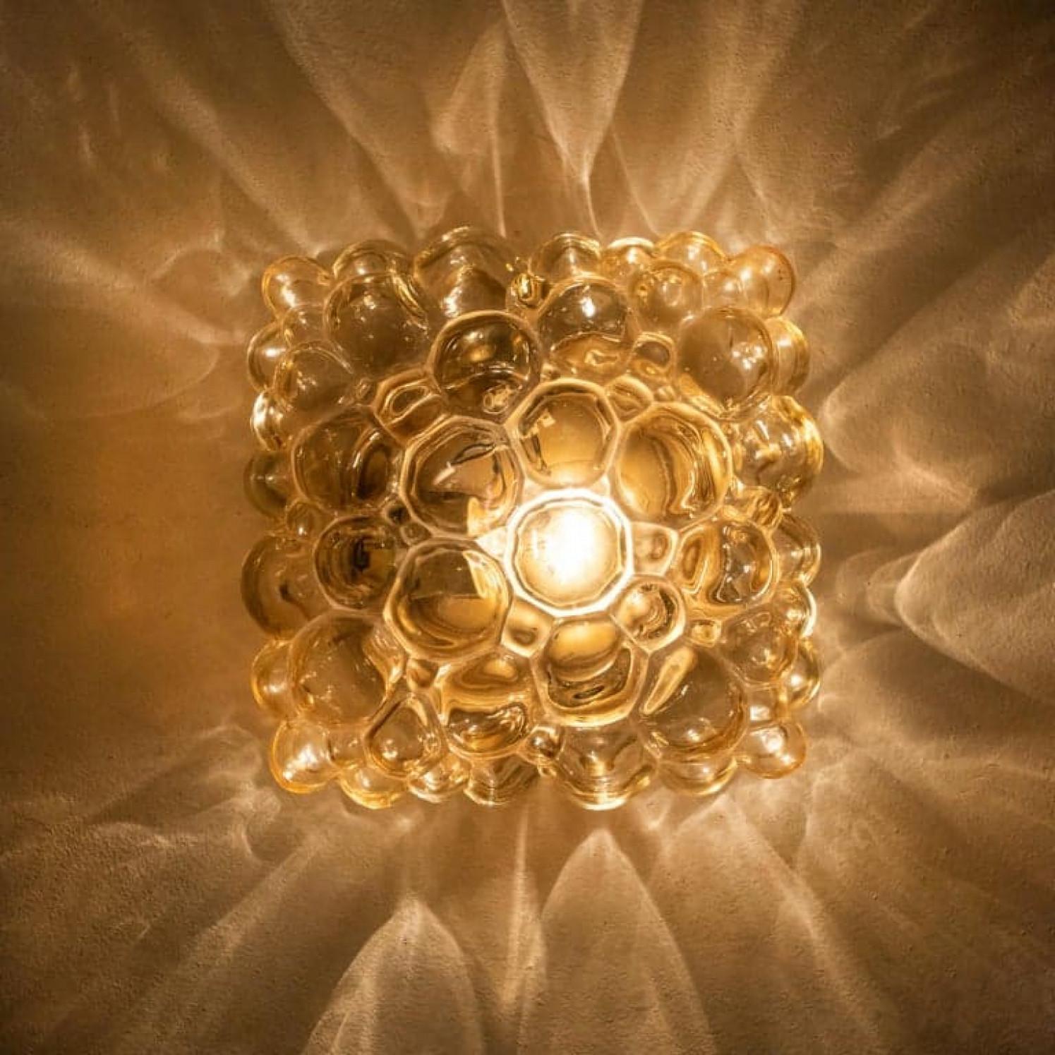 Mid-Century Modern 1 of the 2 Helena Tynell Amber Bubble Flush Mounts / Wall Sconces for Limburg
