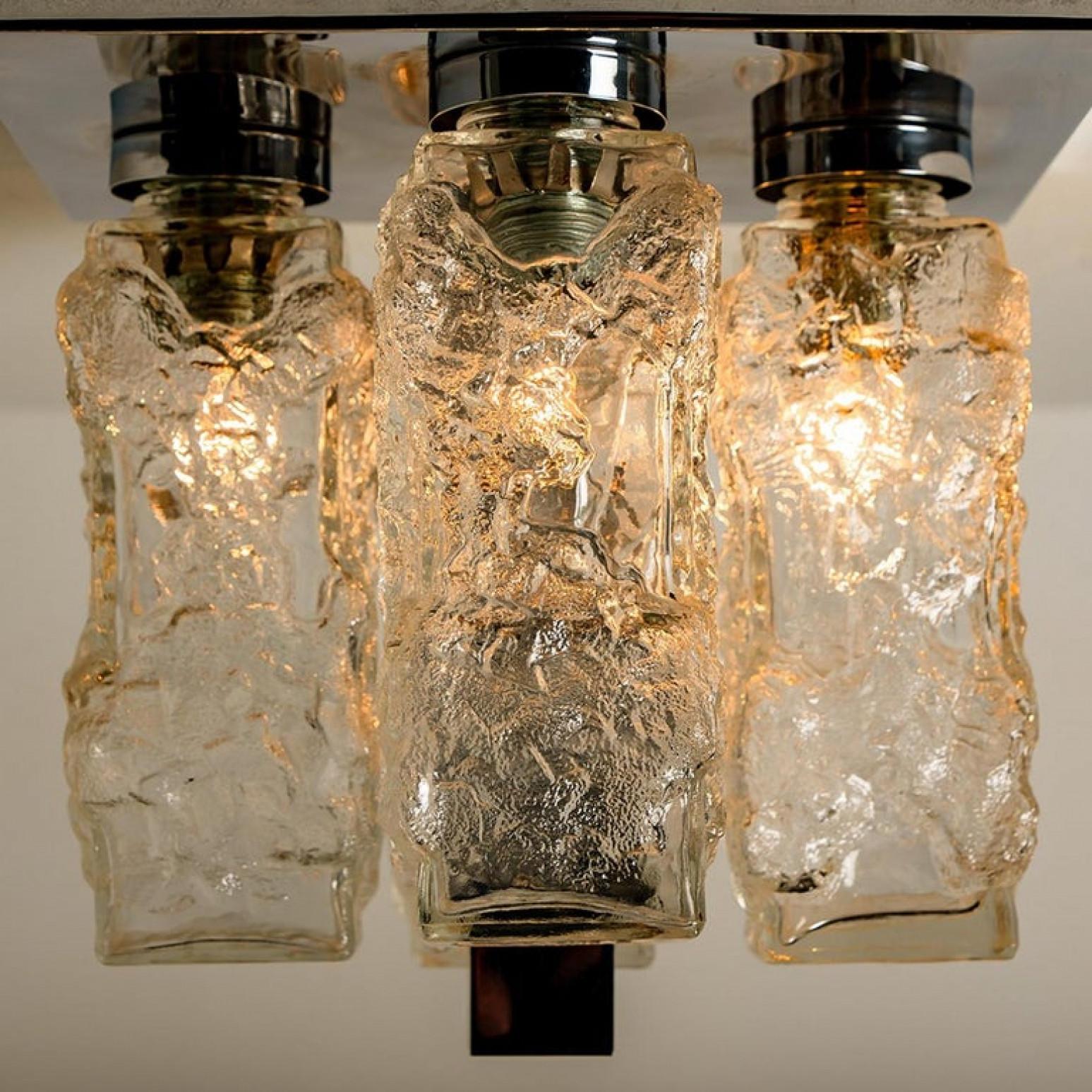 1 of the 2 Hillebrand Brutalist Flush Mounts in the Style of Kalmar, 1970s For Sale 4
