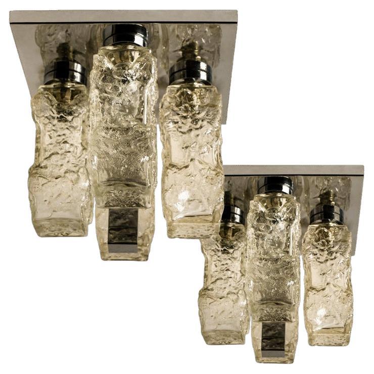 1 of the 2 Hillebrand Brutalist Flush Mounts in the Style of Kalmar, 1970s