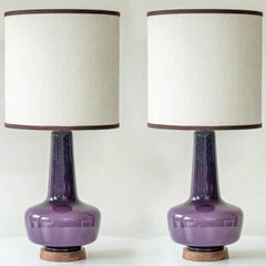 1 des 2 lampes en céramique Holmegaard Lilas, abat-jour sur mesure par R. Houben