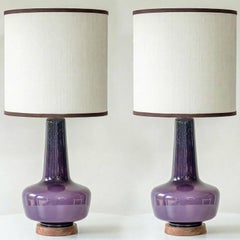1 des 2 lampes en céramique Holmegaard Lilas, abat-jour sur mesure par R. Houben