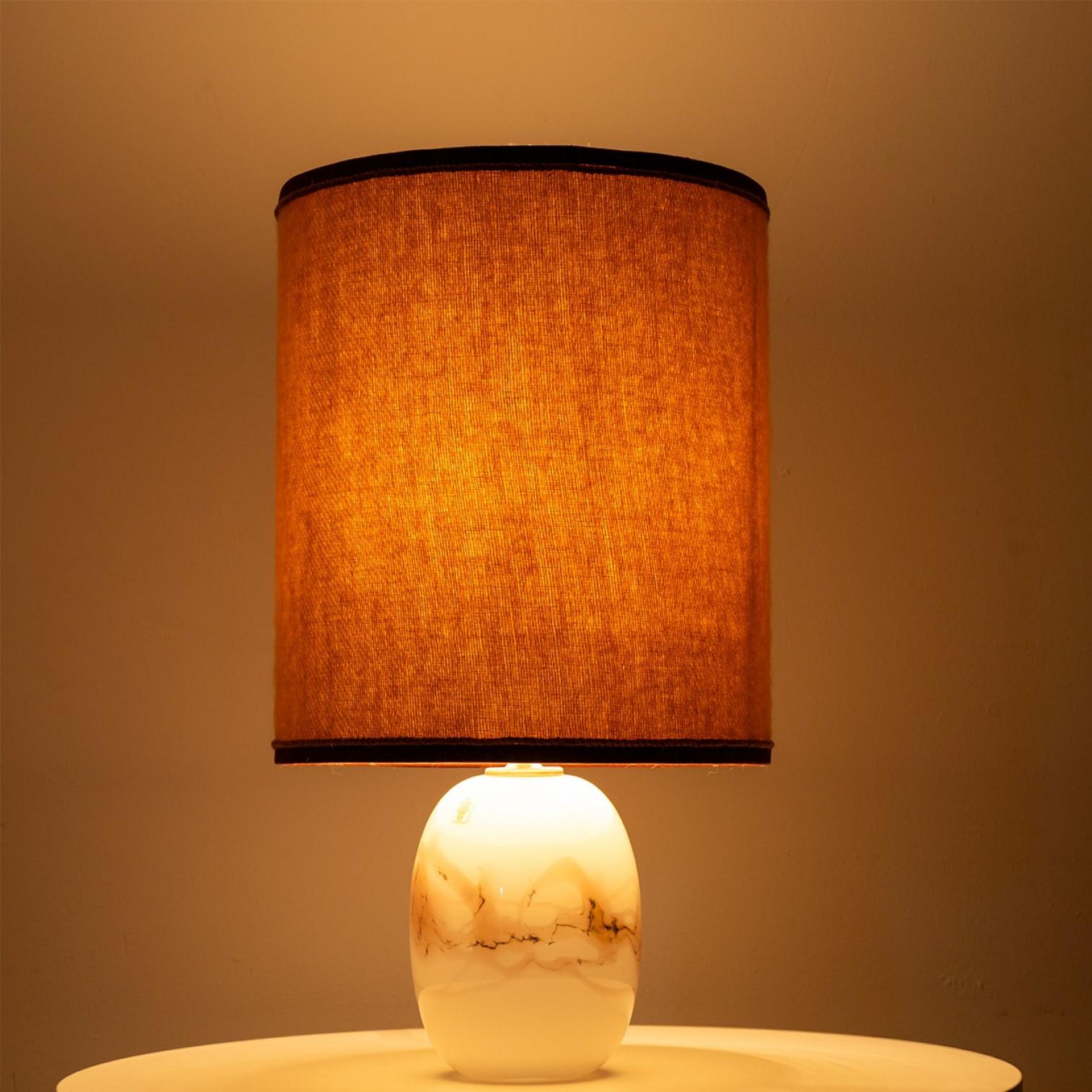 French 1 of the 2 Holmegaard White Pink Glass Table Lamps, Custom Made Lampshade For Sale