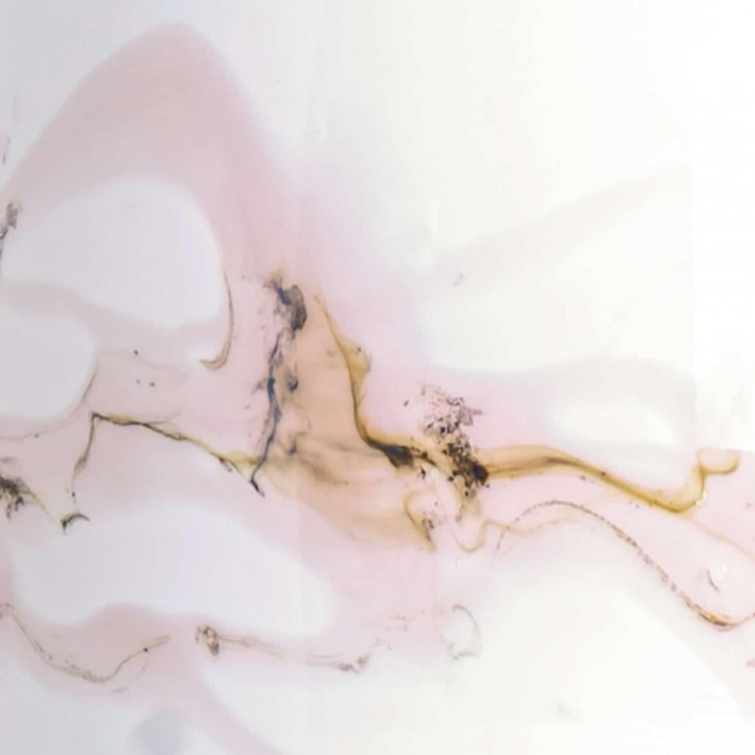 Opaline Glass 1 of the 2 Holmegaard White Pink Glass Table Lamps, Custom Made Lampshade For Sale