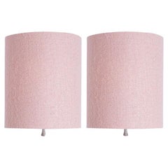 1 of the 2 Holmegaard White Pink Glass Table Lamps, Custom Made Lampshade
