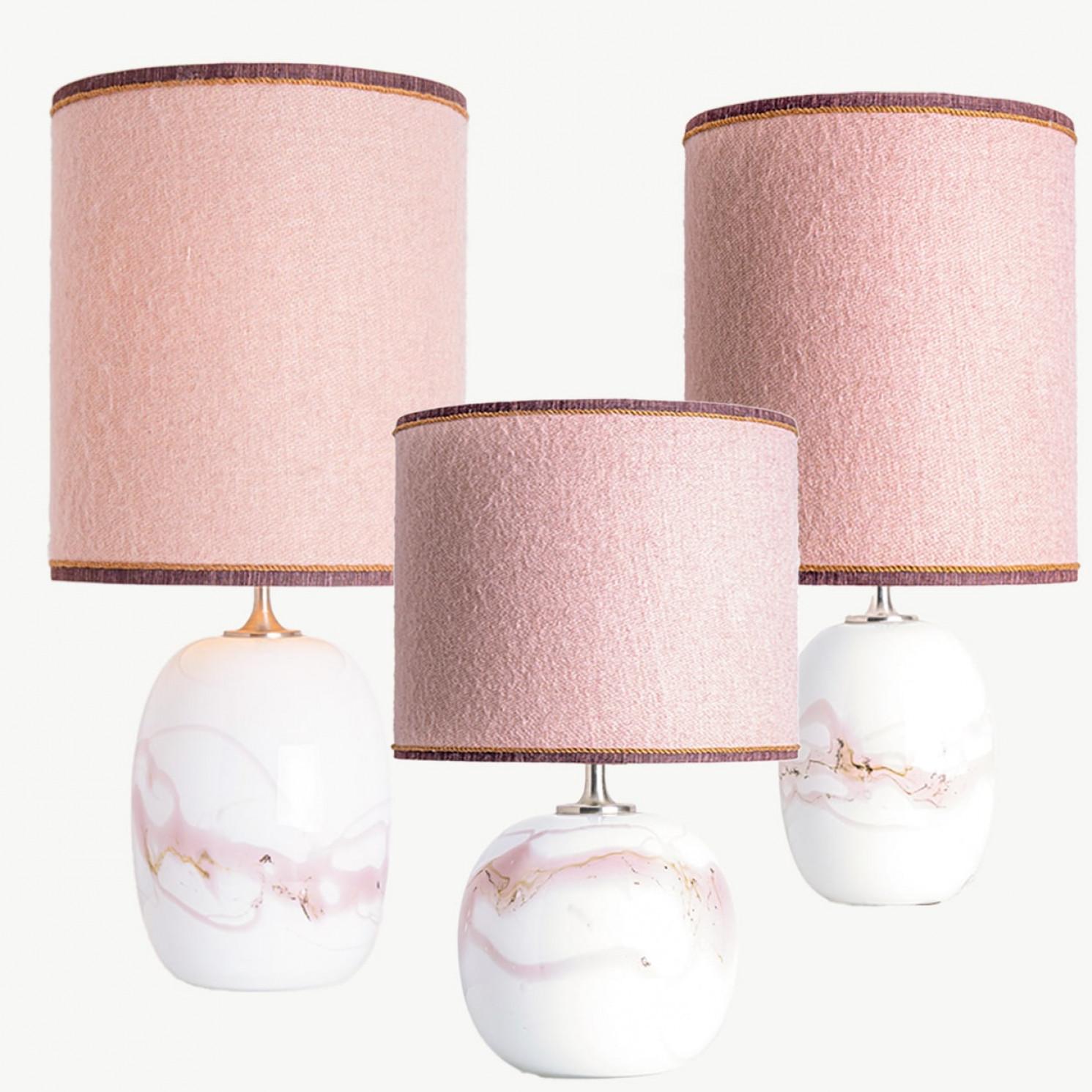 1 of the 2 Holmegaard White Pink Glass Table Lamps, Dusty Rose Custom Lampshade im Angebot 6