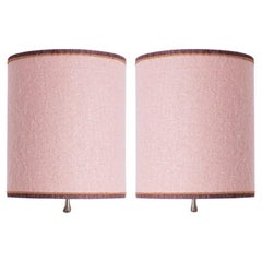 1 of the 2 Holmegaard White Pink Glass Table Lamps, Dusty Rose Custom Lampshade