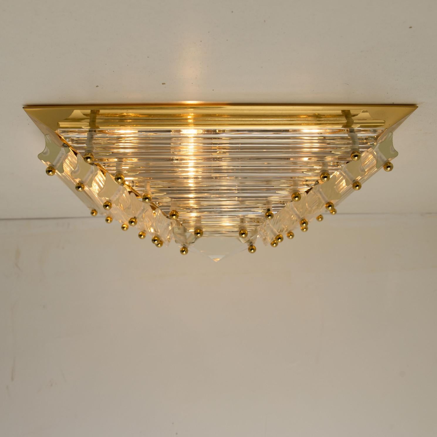 1 of the 2 Huge Gold-Plated Piramide Venini Flush Mounts, 1970s, Italy For Sale 9