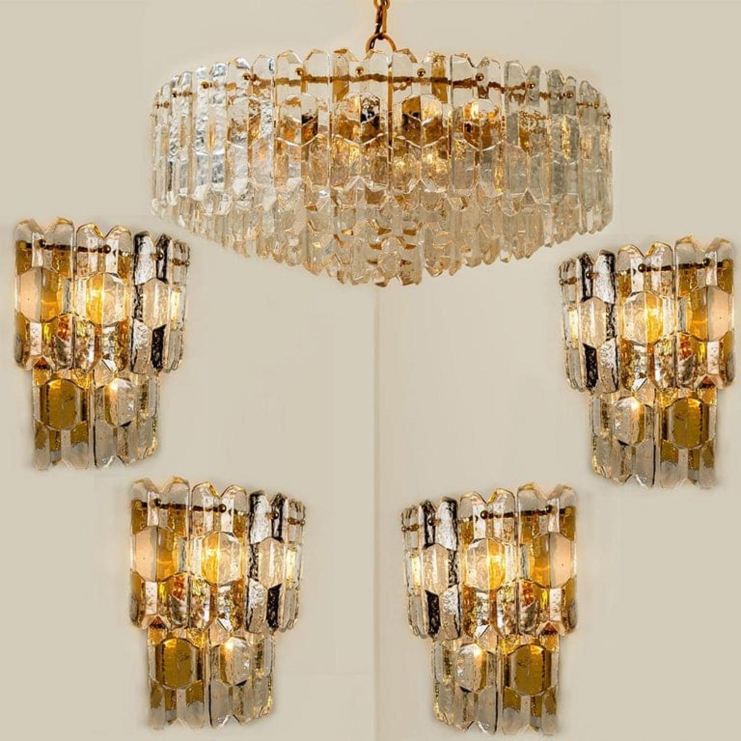 1 dei 2 enormi lampadari Kalmar 'Palazzo', vetro dorato in ottone, Austria, anni '70 in vendita 1