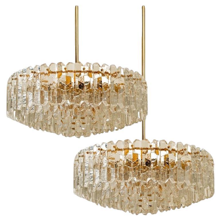 1 of the 2 Huge Kalmar Chandeliers 'Palazzo', Gilded Brass Glass, Austria, 1970s For Sale