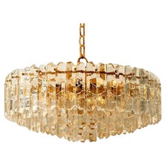 1 of the 2 Huge Kalmar Chandeliers 'Palazzo', Gilt Brass Glass, Austria, 1970
