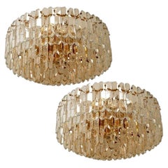 1 of the 2 Huge Kalmar Chandeliers 'Palazzo', Gilt Brass Glass, Austria, 1970