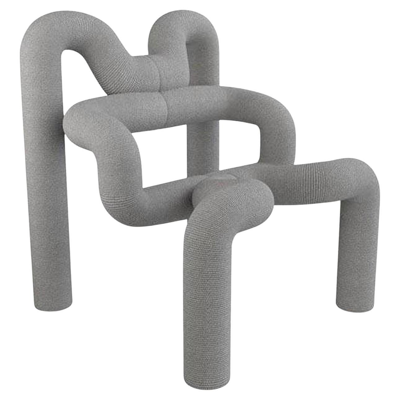 1 of the 2 Iconic Light Grey Stokke Armchairs by Terje Ekstrom, Norway, 1980s
