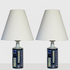 1 of the 2 Inge Lise Koefoed Lamps, Custom Made White Lampshade by R. Houben