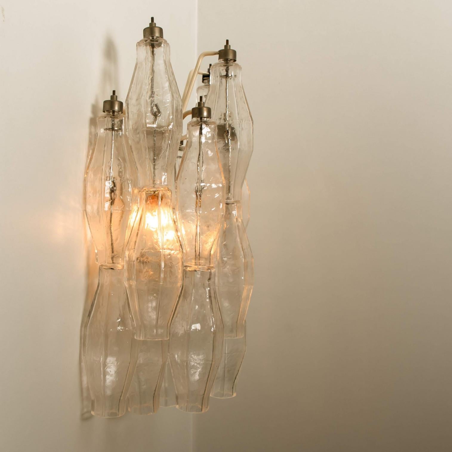 Ottone 1 delle 2 lampade da parete italiane in Poliedri di Murano di Carlo Scarpa per Venini, 1960 in vendita