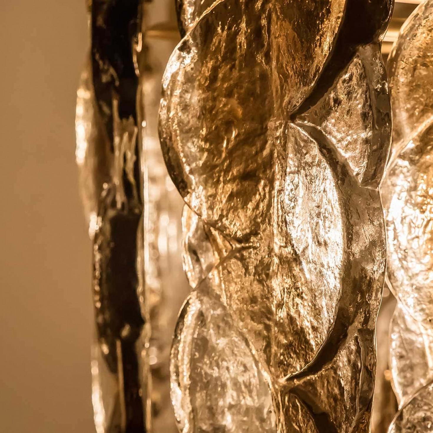 Mid-20th Century 1 of the 2 Kalmar Citrus Swirl Smoked Glass Pendants, Austria, 1960s For Sale