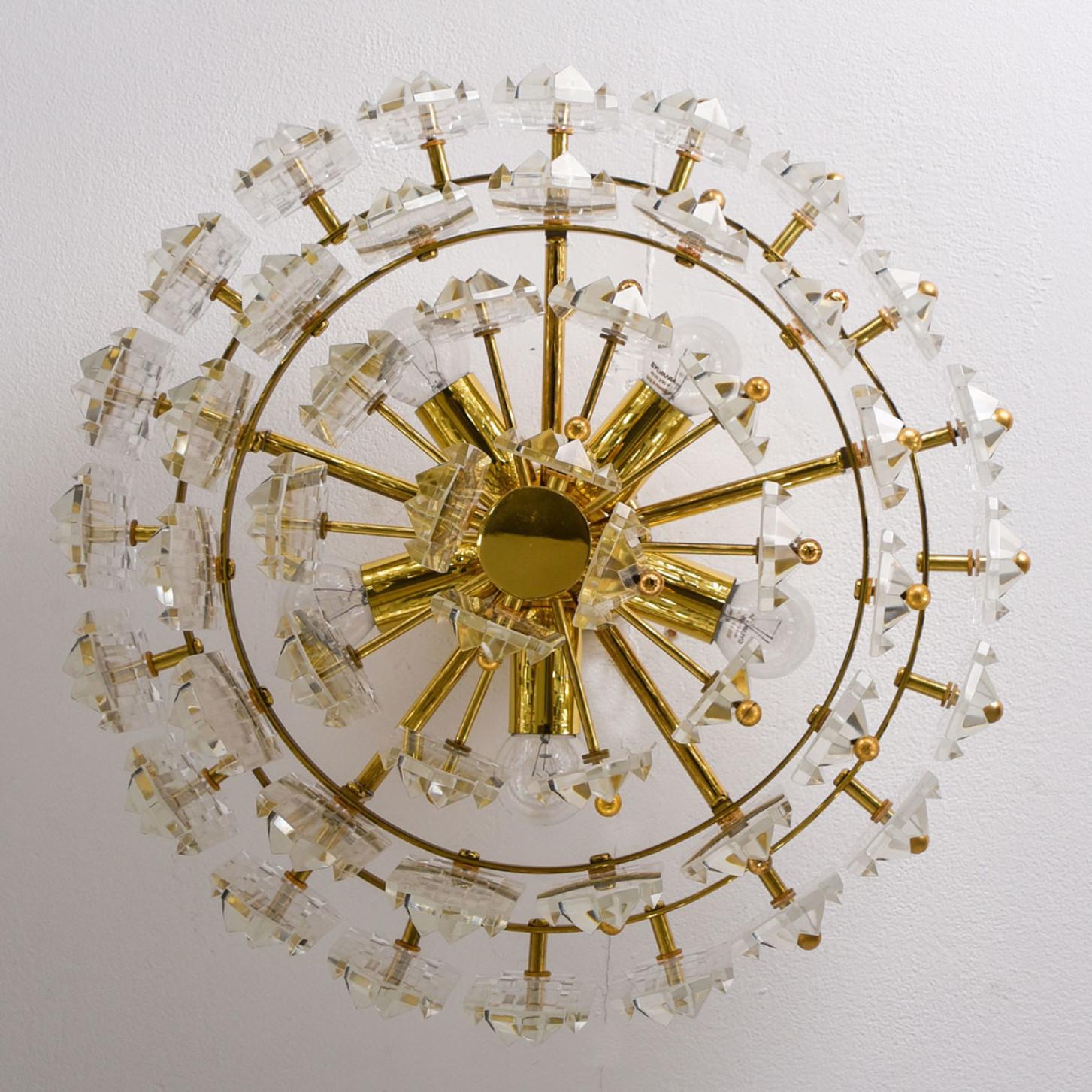 1 der 2 Kalmar-Einbaubeleuchtung, vergoldetes Messingglas, Österreich, 1970 (Sonstiges) im Angebot