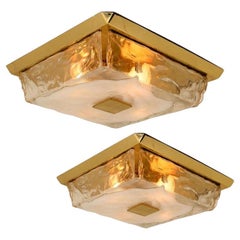 1 of the 2 Kalmar Square Flush Mounts/Wall Lights  Murano Glass, Austria, 1960s