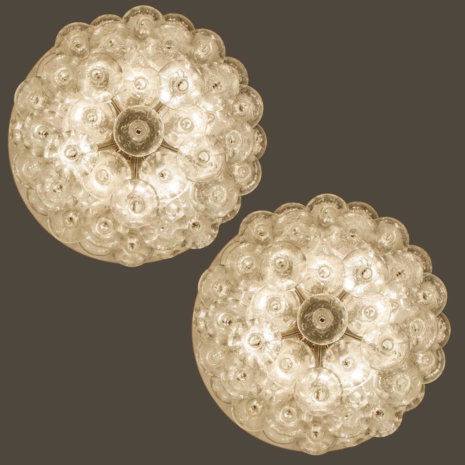 Mid-Century moderno 1 of the 2 Kalmar 'Tulipan' Clear Glass Light Fixtures, Austria 1960s