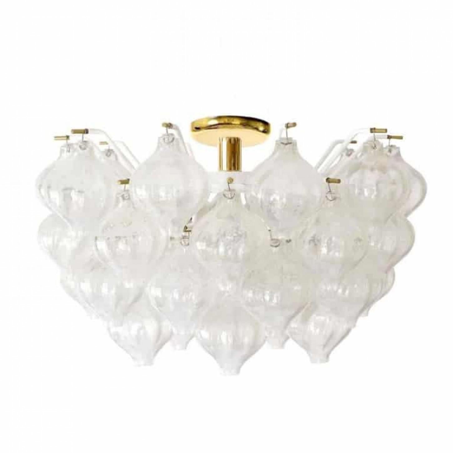 XX secolo 1 of the 2 Kalmar 'Tulipan' Clear Glass Light Fixtures, Austria 1960s