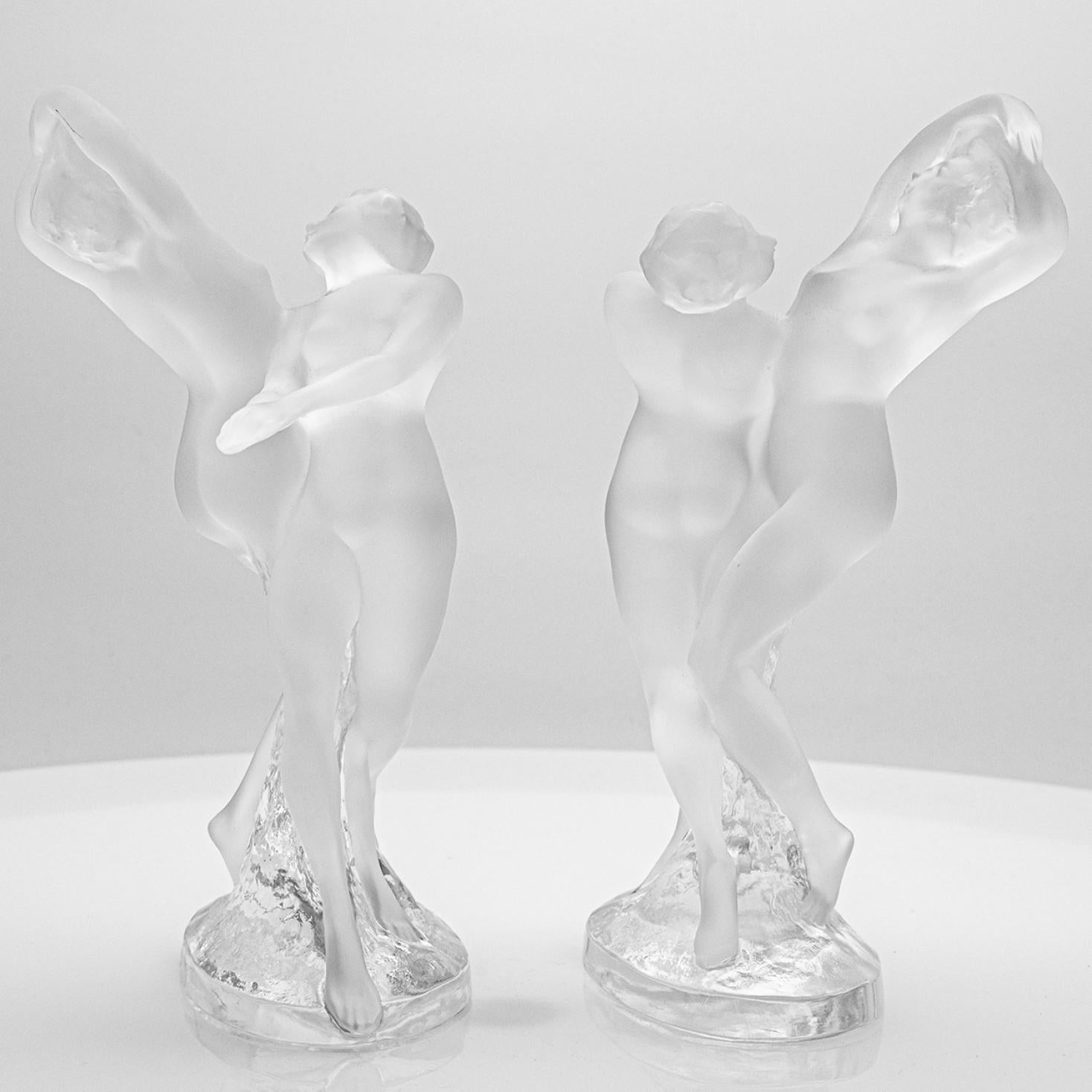 French 1 of the 2 Lalique Signed Dance Duo Crystal, France For Sale