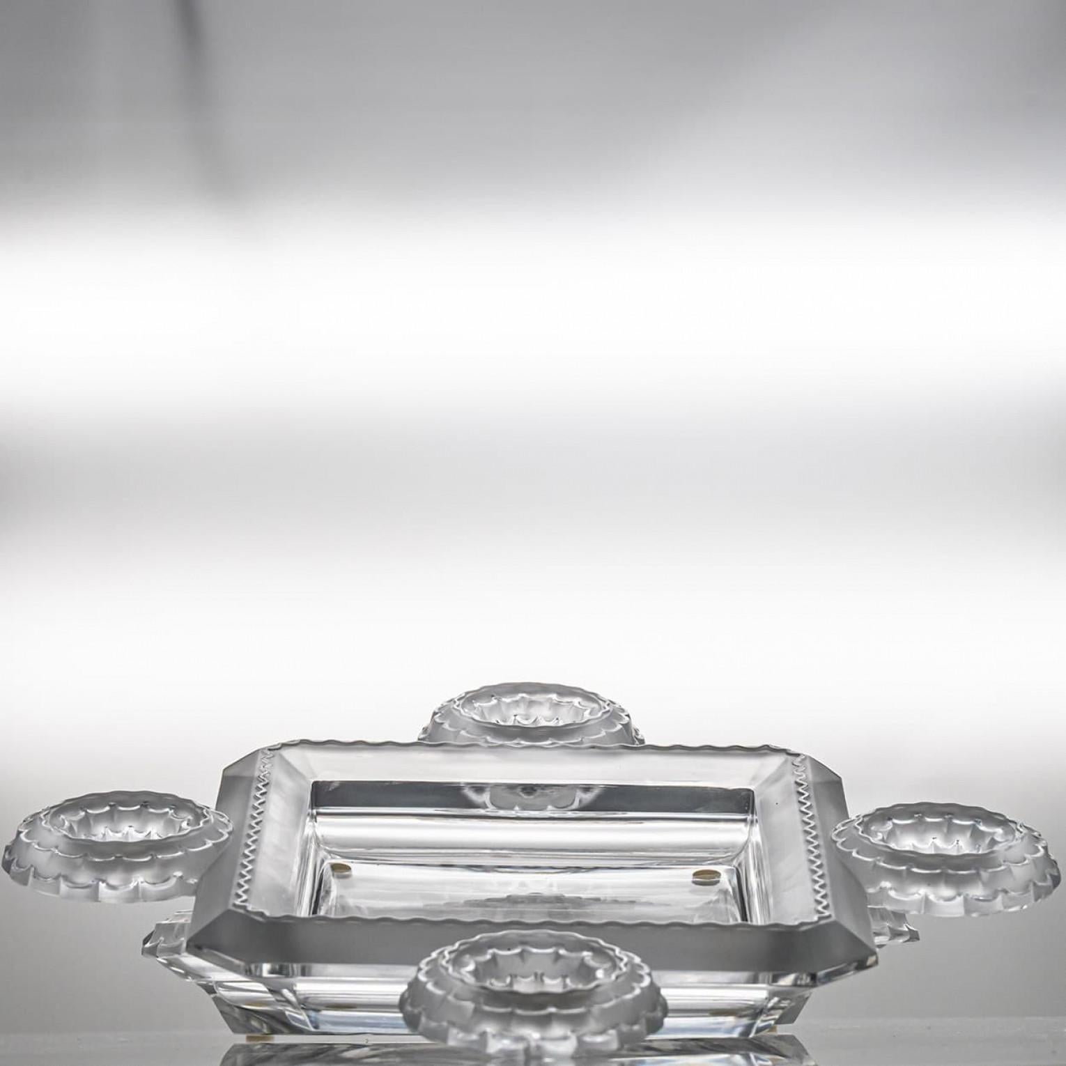 Mid-Century Modern 1 of the 2 Lalique Signed Frosted Crystal Cluny, France For Sale