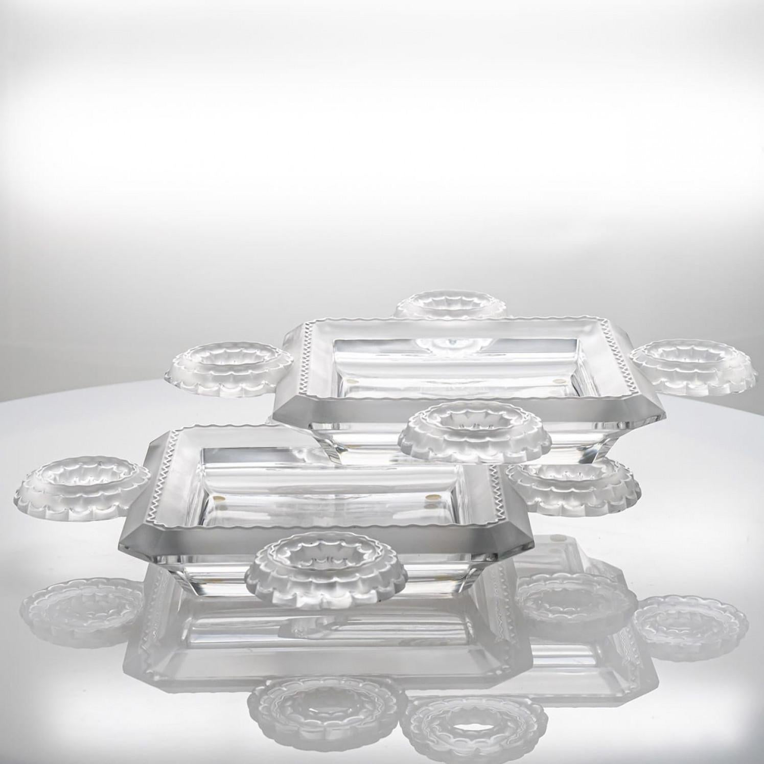 Other 1 of the 2 Lalique Signed Frosted Crystal Cluny, France For Sale