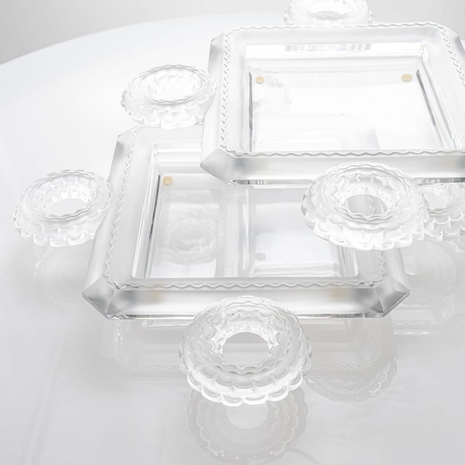 1 of the 2 Lalique Signed Frosted Crystal Cluny, France For Sale 1