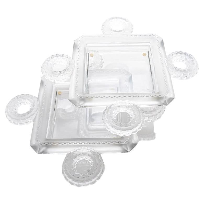 1 of the 2 Lalique Signed Frosted Crystal Cluny, France For Sale