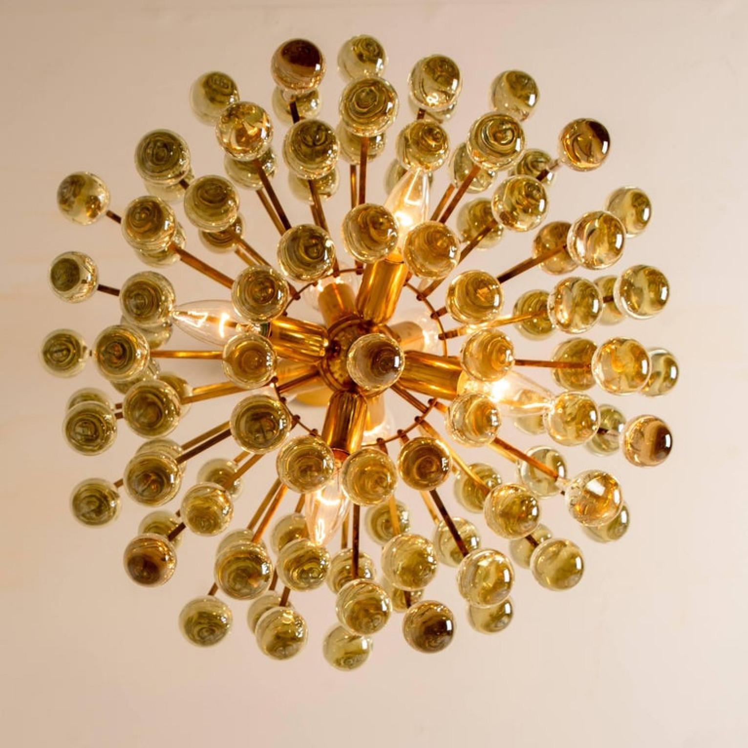 1 of the 2 Large Brass and Crystal Chandeliers, Ernst Palme, Germany, 1970s For Sale 5