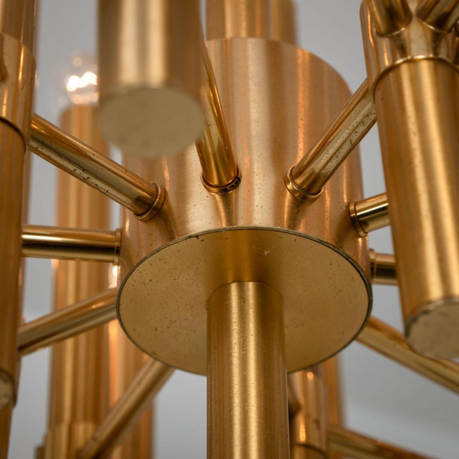 1 of the 2 Large Brass Chandelier or Sputnik by Angelo Brotto for Esperia Italia For Sale 1